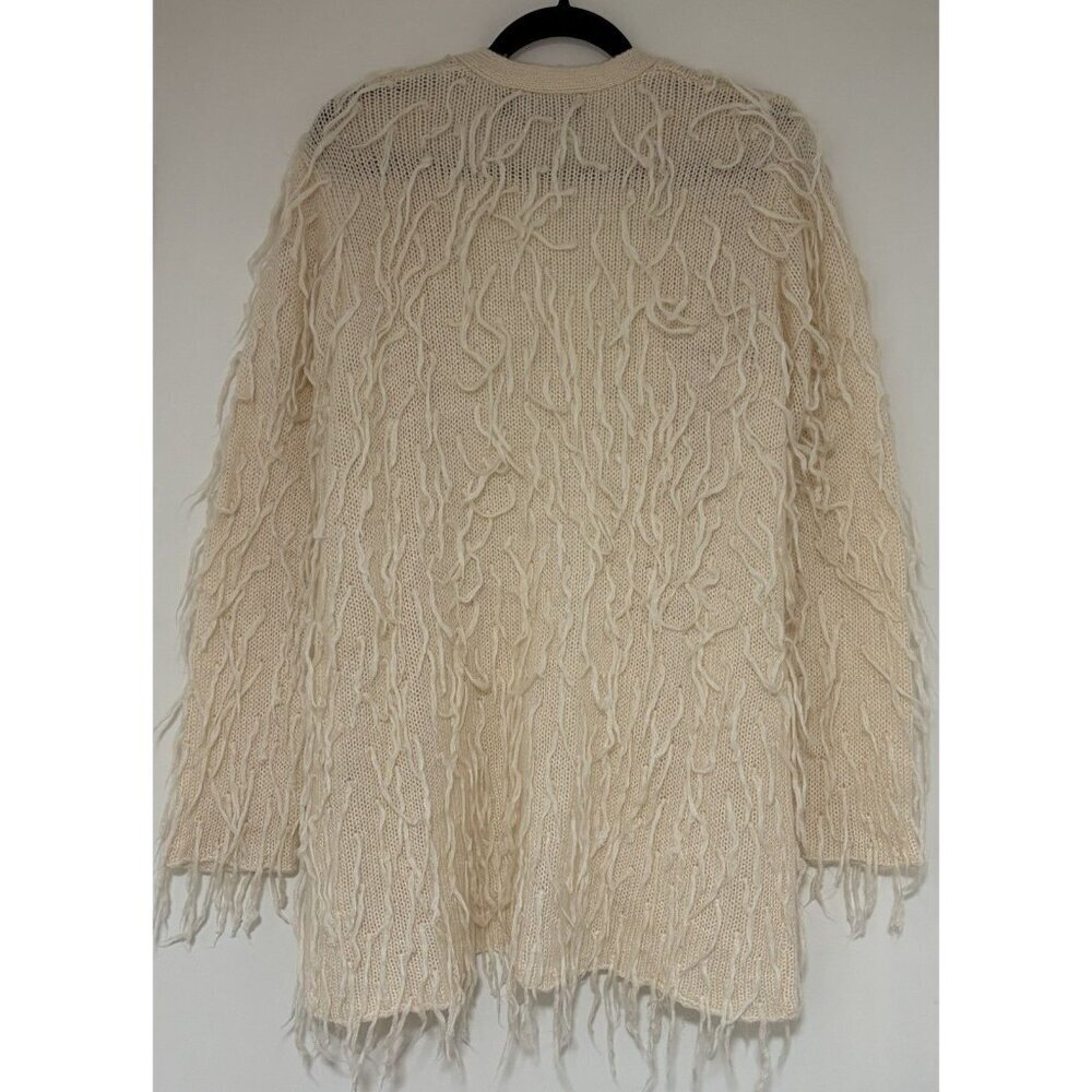 MinkPink Cream Women’s Fringe Relaxed Boho Open Cardigan Sweater Size XS/S - Picture 3 of 7